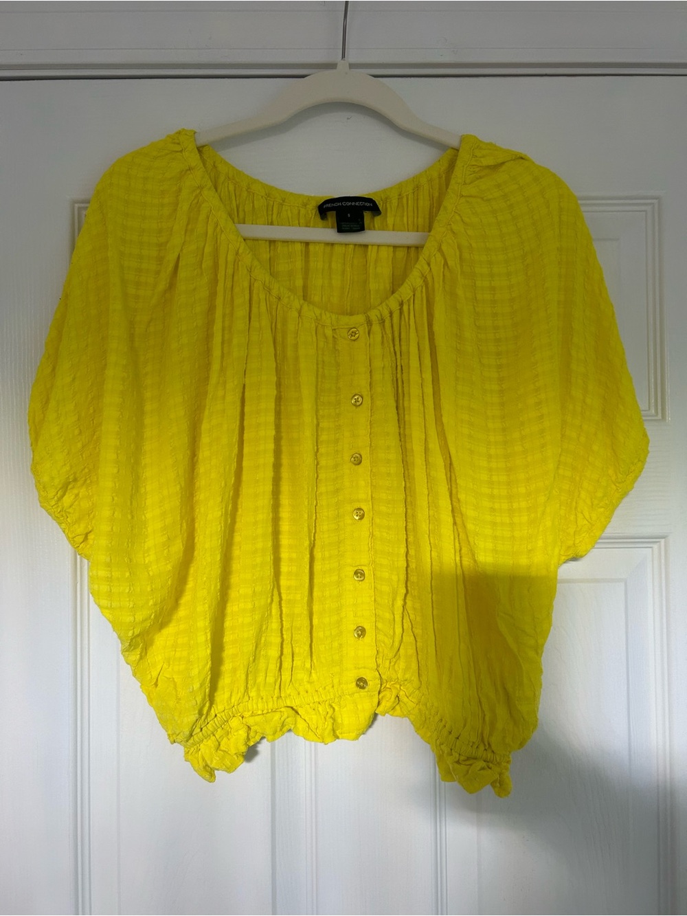 Yellow Summer Women’s off shoulder Peasant Top Size S